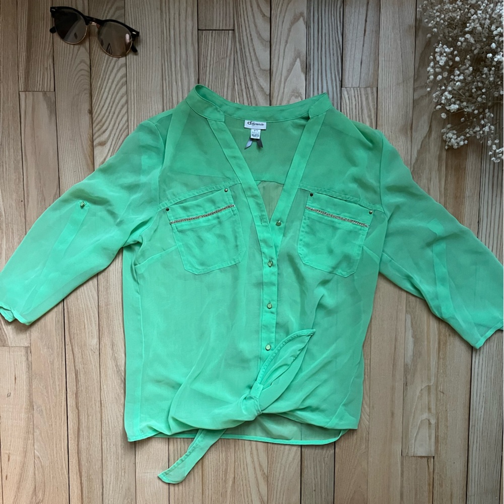 3/$30?Tie front sheer blouse